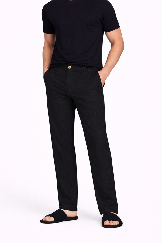 The Dune - Linen Trousers Black