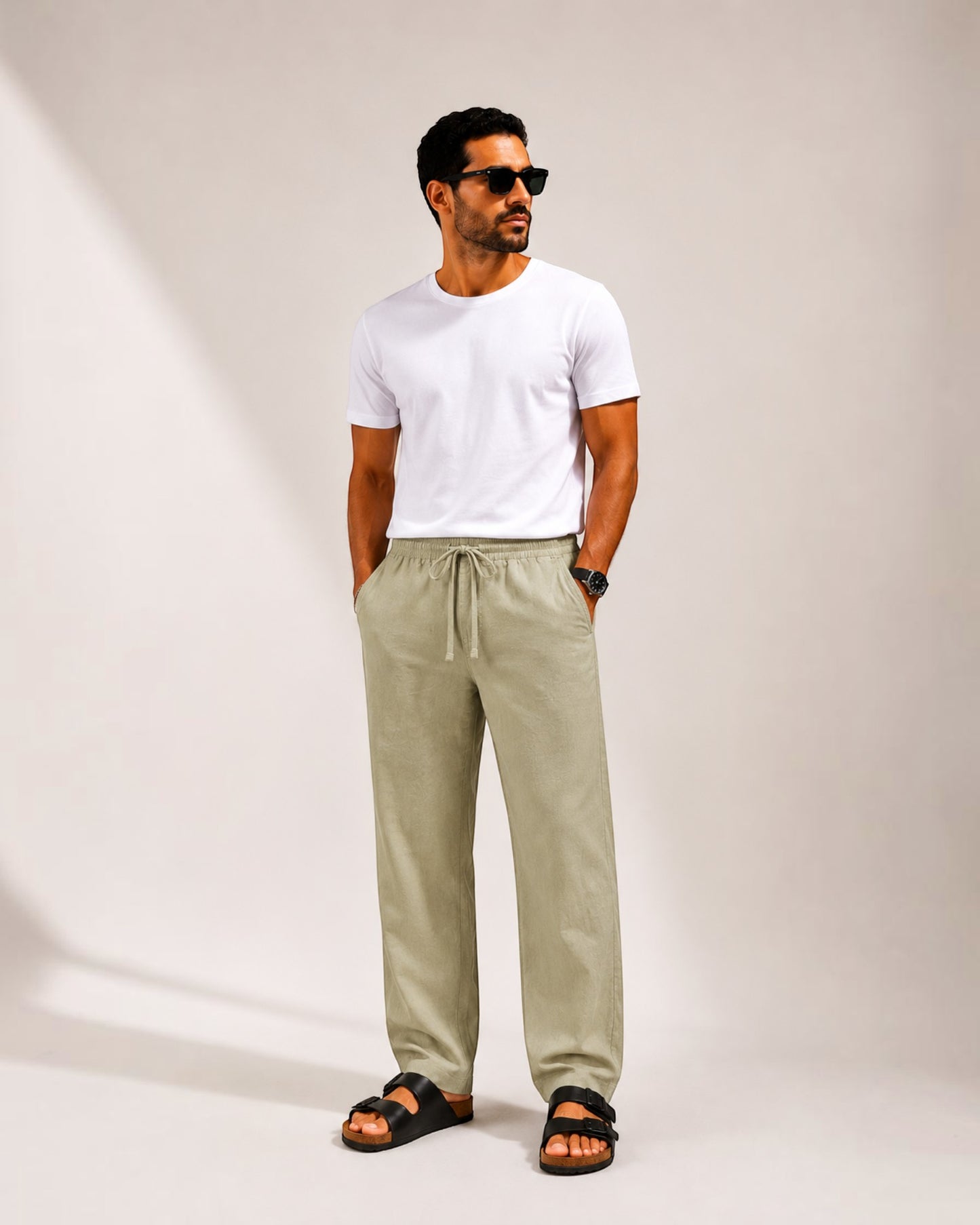 Mu Linen Trousers - Olive