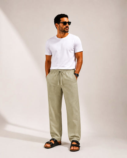 Mu Linen Trousers - Olive
