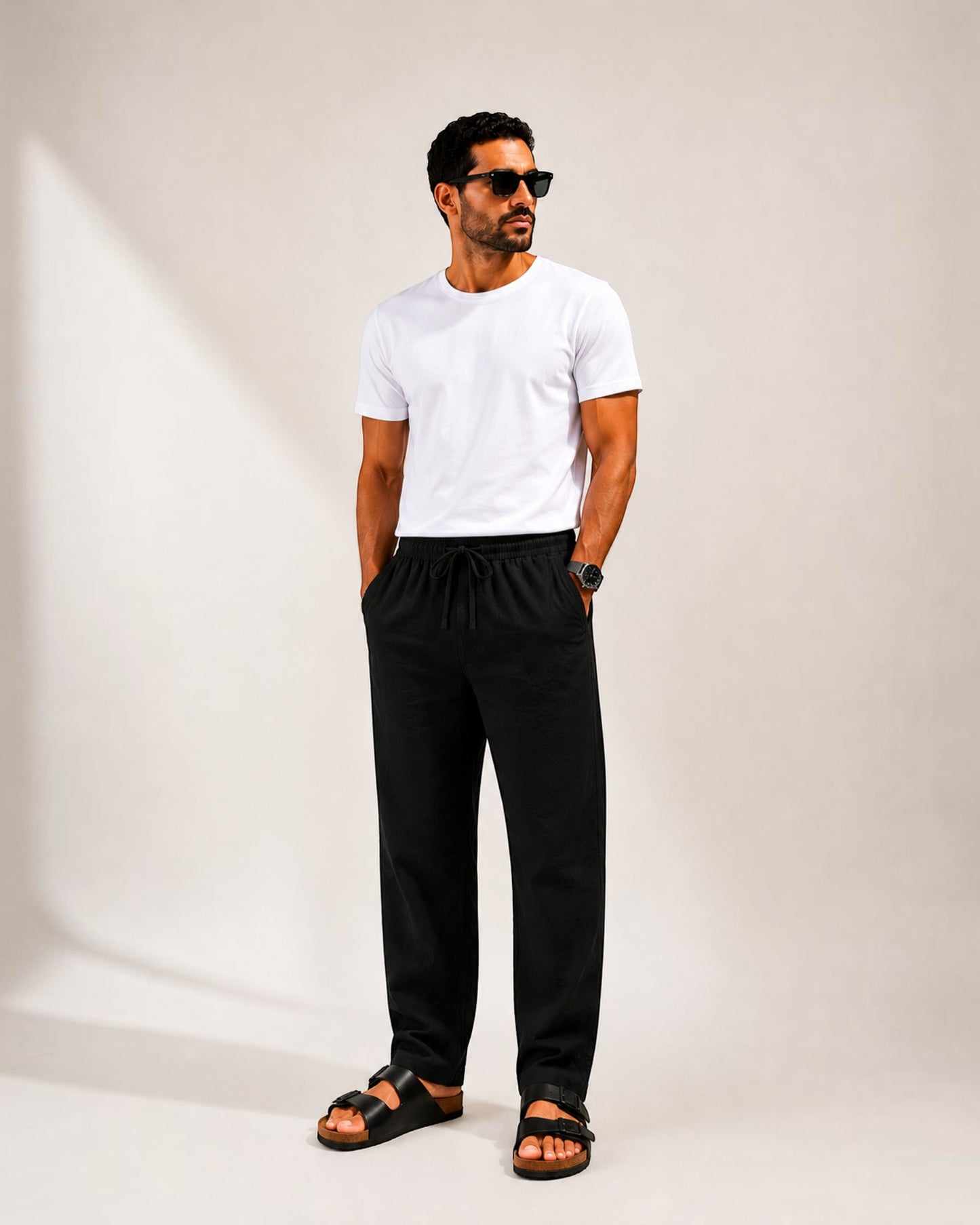 Mu  Linen Trousers - Black