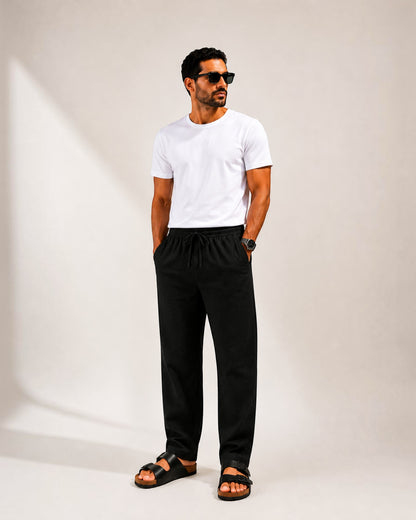 Mu  Linen Trousers - Black