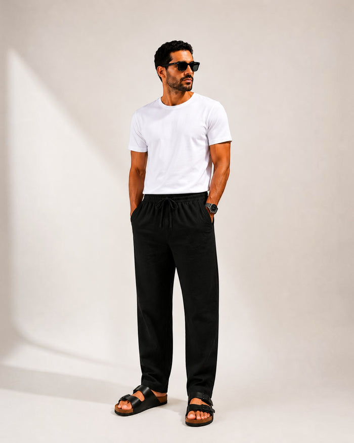 Mu  Linen Trousers - Black