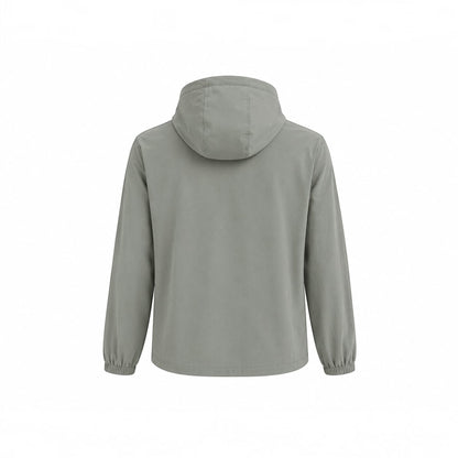 MU SHOP army green hooded zip jacket from a three-piece set, featuring a relaxed fit and elasticated cuffs.
