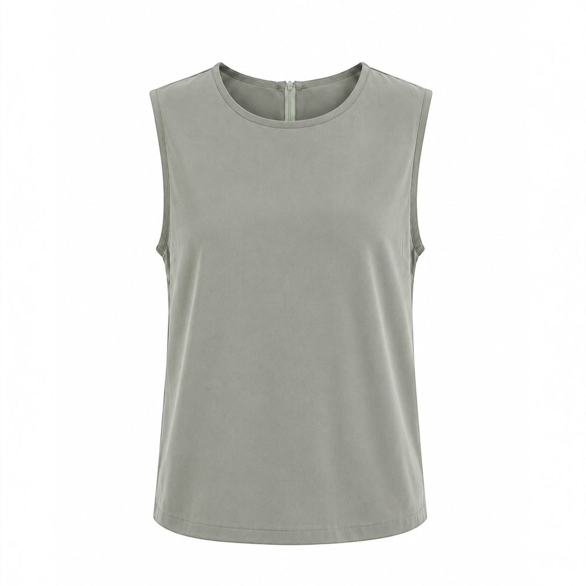 MU SHOP army green sleeveless top in soft breathable fabric with a round neckline and relaxed fit
