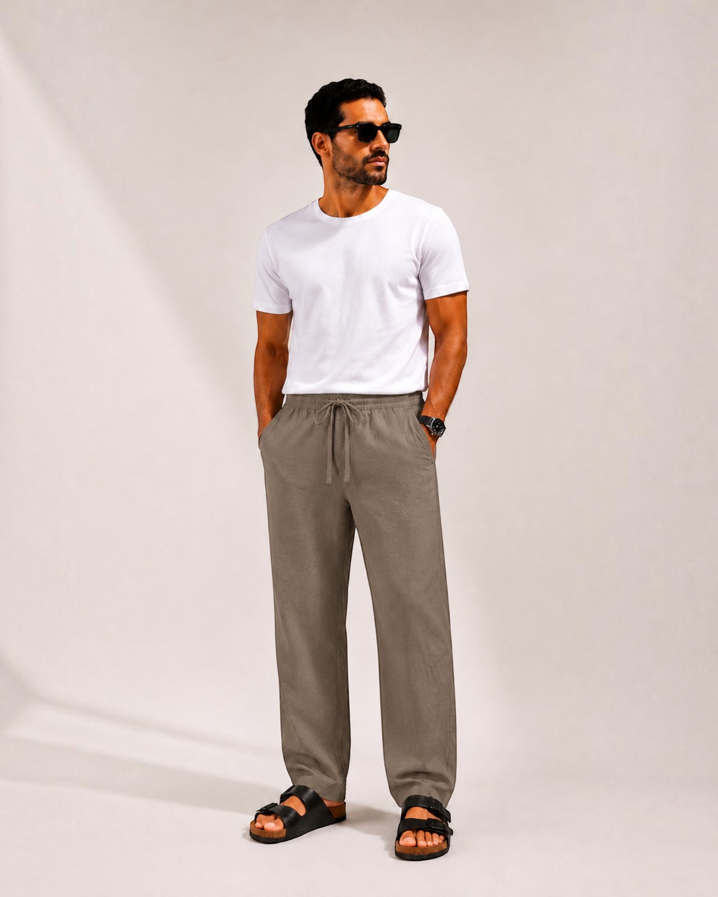 Mu Linen Trousers - Olive