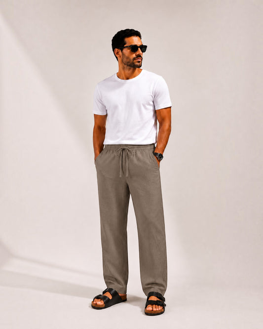 Mu Linen Trousers - Olive