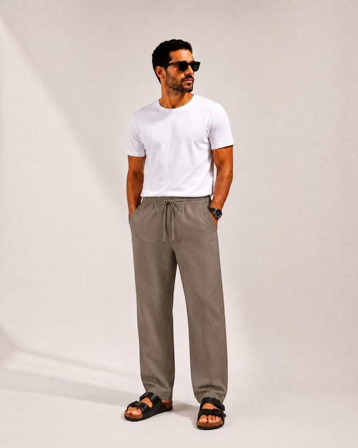 Mu Linen Trousers - Olive