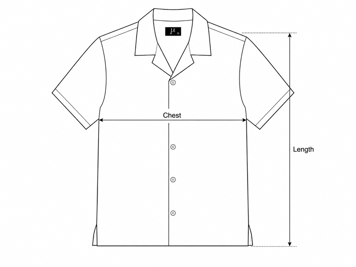 Mu Linen Shirt Size Chart measurement diagram
