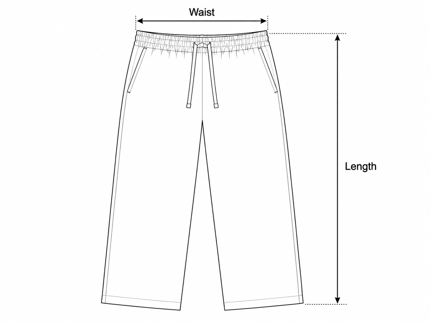 Mu Linen Trousers Size Chart measurement diagram